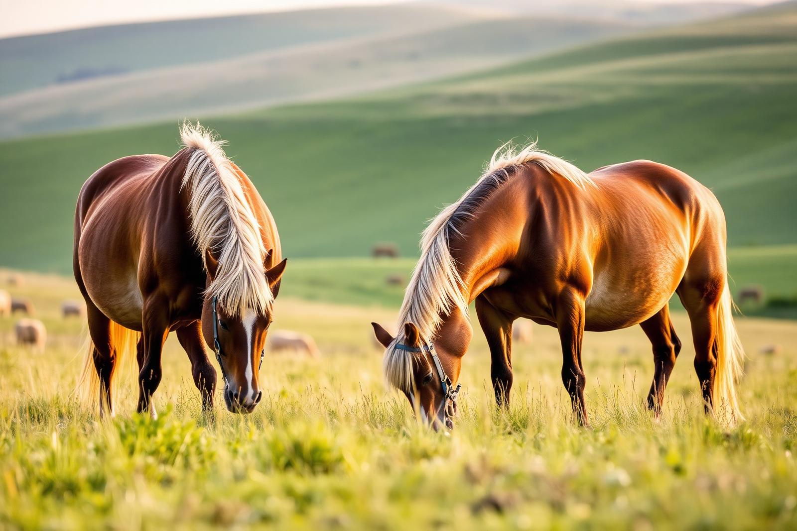 Chevaux Comtois au pré en Franche-Comté