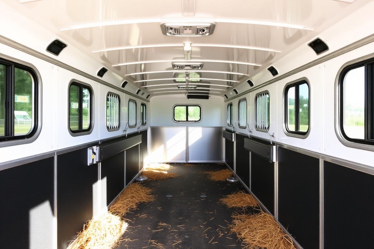 Intérieur d'un van pour chevaux